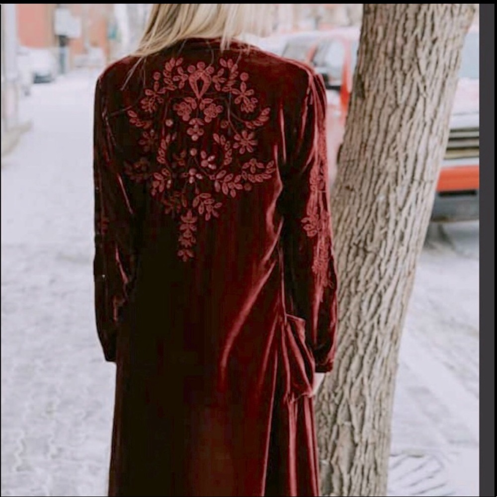 NWT Johnny Was Black Velvet Esso Eyelet Duster